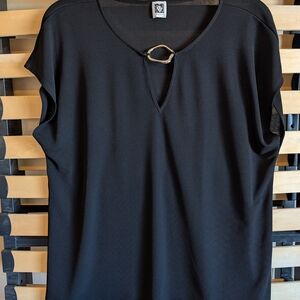 Anne Klein Black Blouse with Keyhole Detail